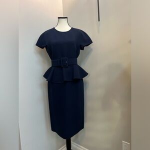 MICHAEL KORS COLLECTION
Midnight Wool Bouclé Peplum Belted Dress US size 8